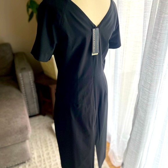 💎😍 Made in Italy 😍🔥 Banana Republic Black V-Neck Sheath Dress Cocktail Midi - Picture 2 of 14